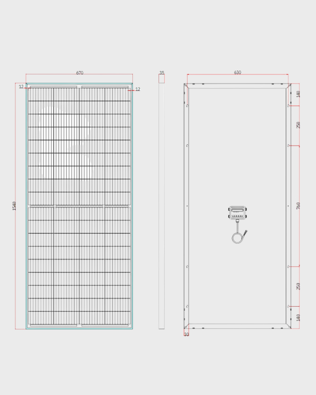 Amptron 200W 12V Glass Perc Half Mono-crystalline Solar panel, 35mm Black Aluminium Framed Panel – Optional Aerodynamic Mounting Kit